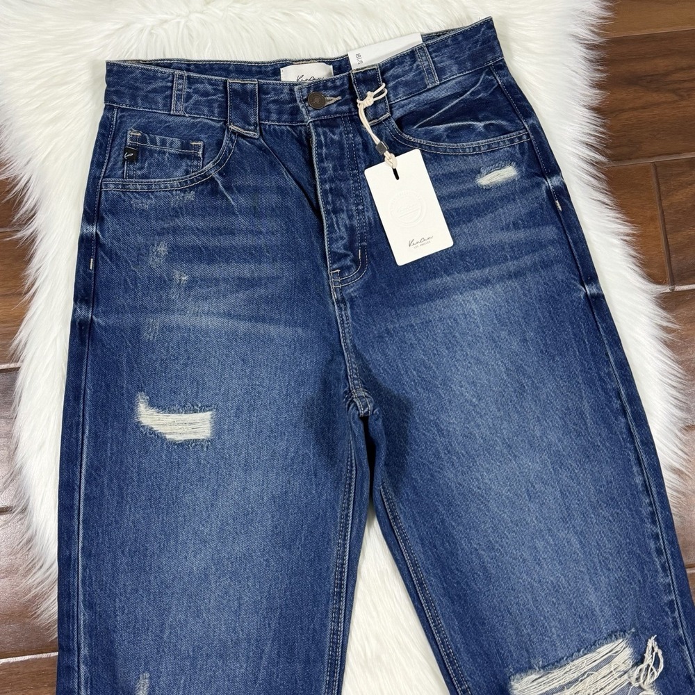 KanCan Size 5 / 26 Distressed Jules Ultra High Rise 90's Wide Flare Denim Jeans - Picture 2 of 10